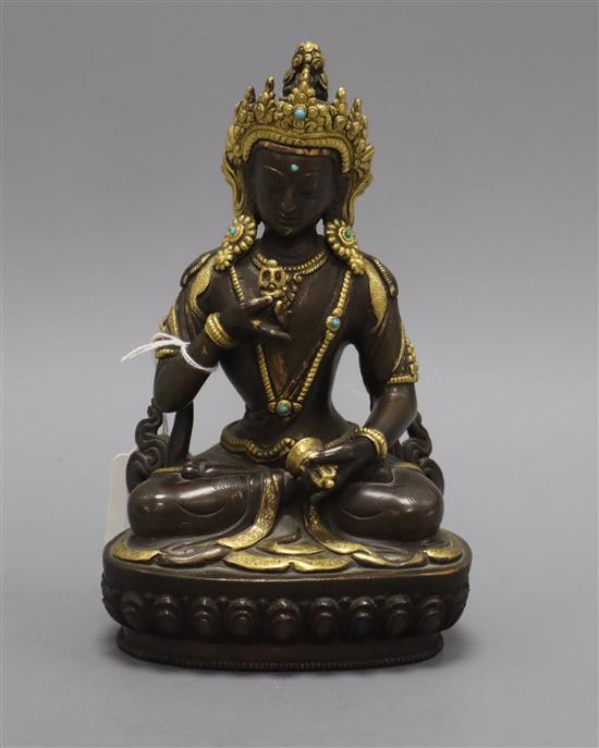 A gilt bronze figure of Vajrasattva height 21cm